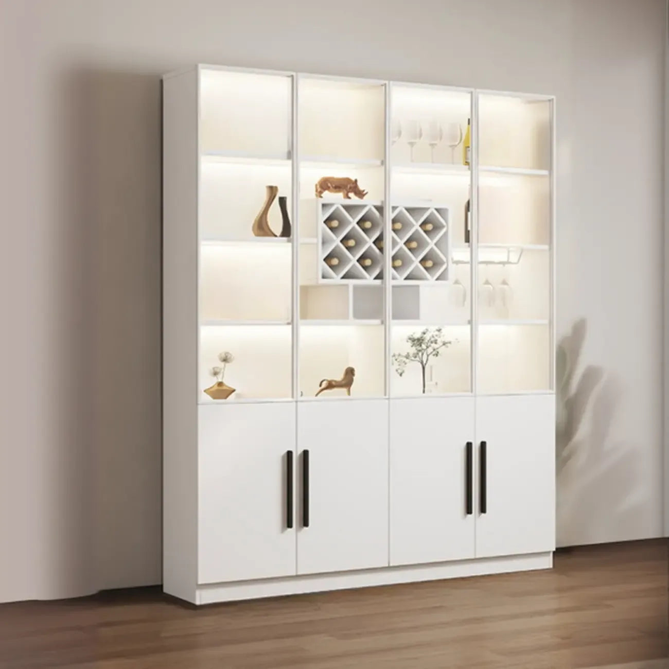 79 Mobile contenitore moderno in legno illuminato per esposizione in interni