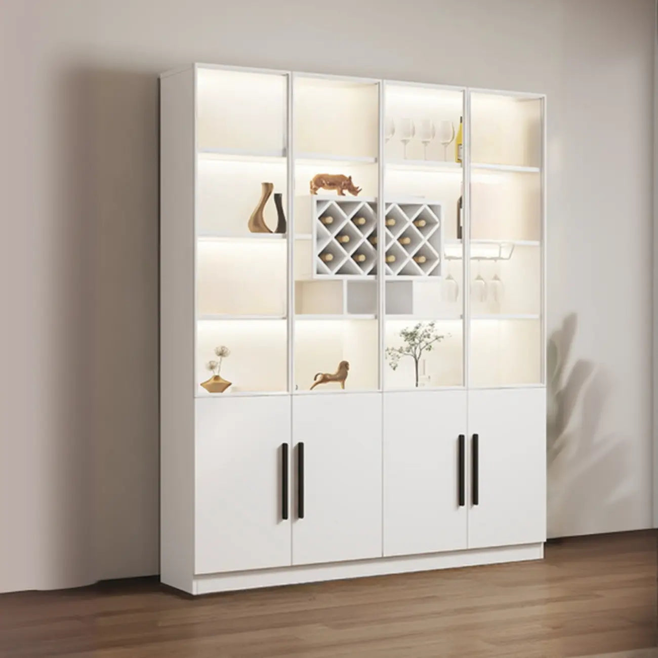 79 Mobile contenitore moderno in legno illuminato per esposizione in interni
