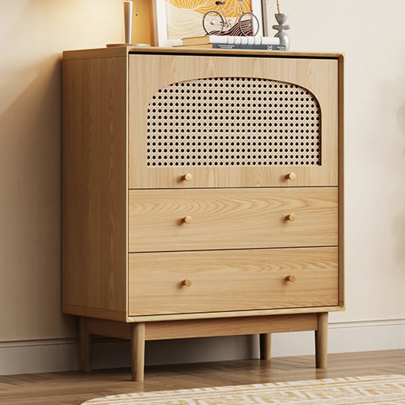 Meuble de rangement moderne du milieu du siècle pour salon, porte vitrée