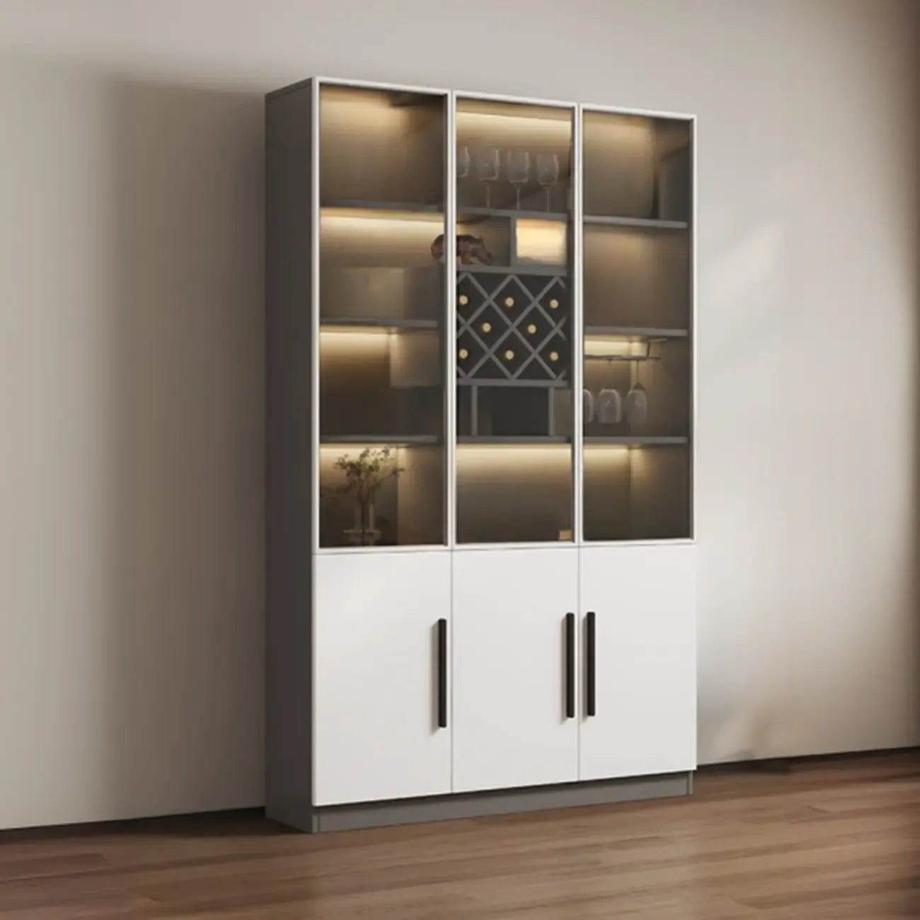 79 Mobile contenitore moderno in legno illuminato per esposizione in interni