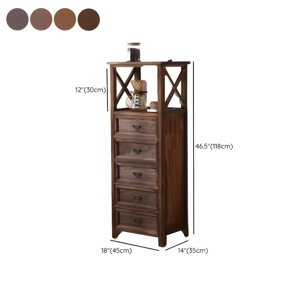 Armoire à tiroirs rectangulaire industrielle en bois brun