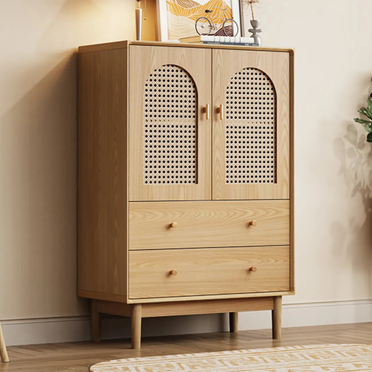 Meuble de rangement moderne du milieu du siècle pour salon, porte vitrée
