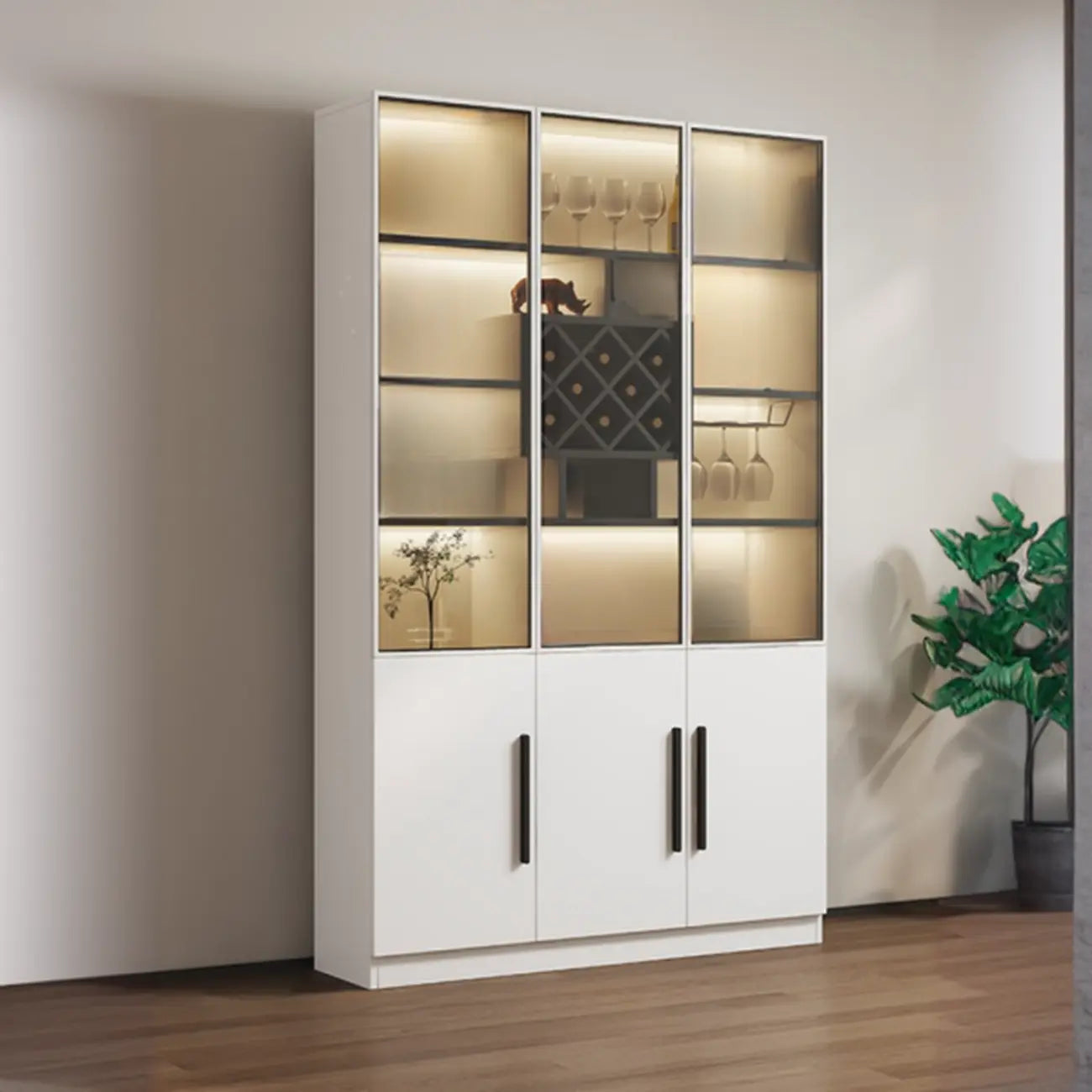 79 Mobile contenitore moderno in legno illuminato per esposizione in interni
