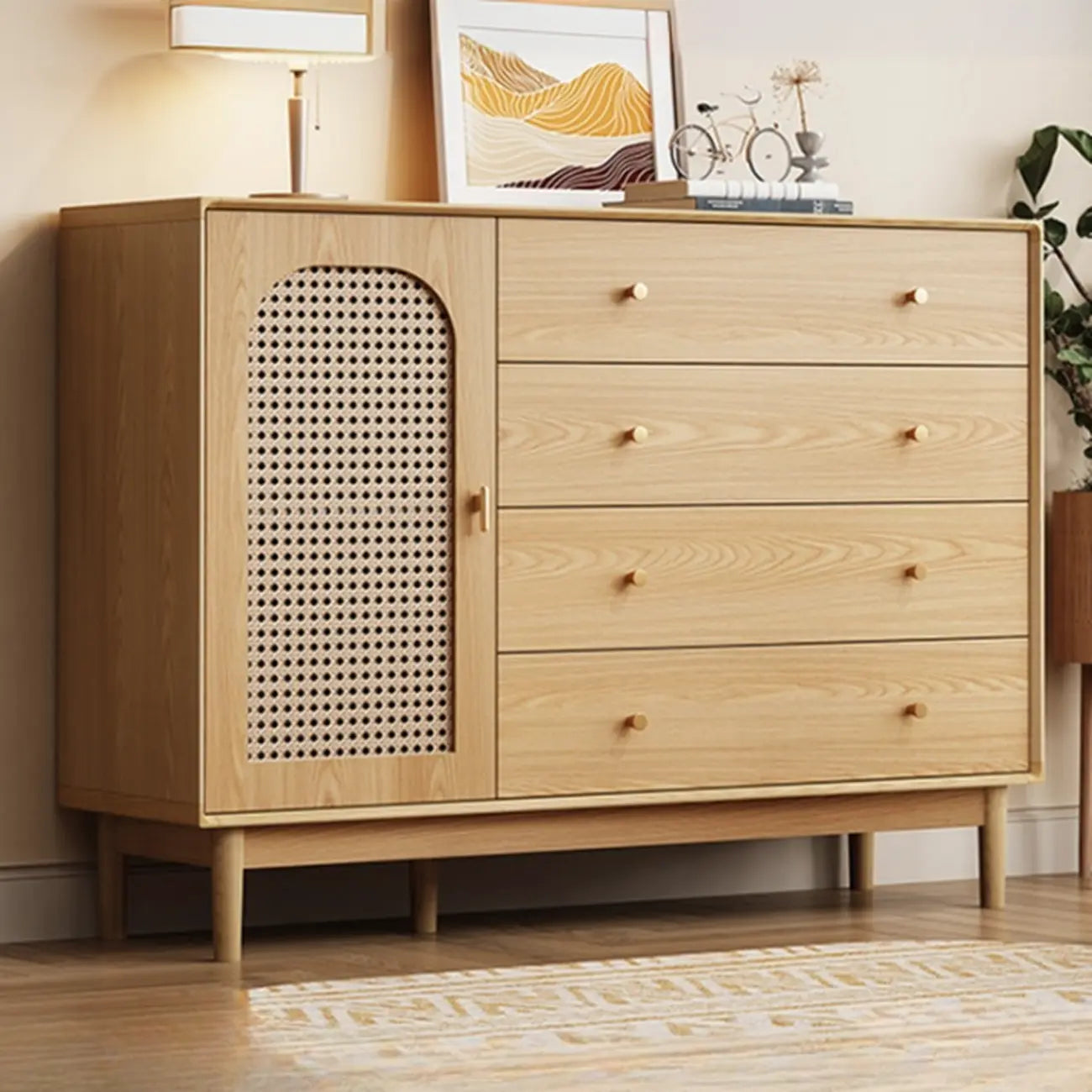 Meuble de rangement moderne du milieu du siècle pour salon, porte vitrée
