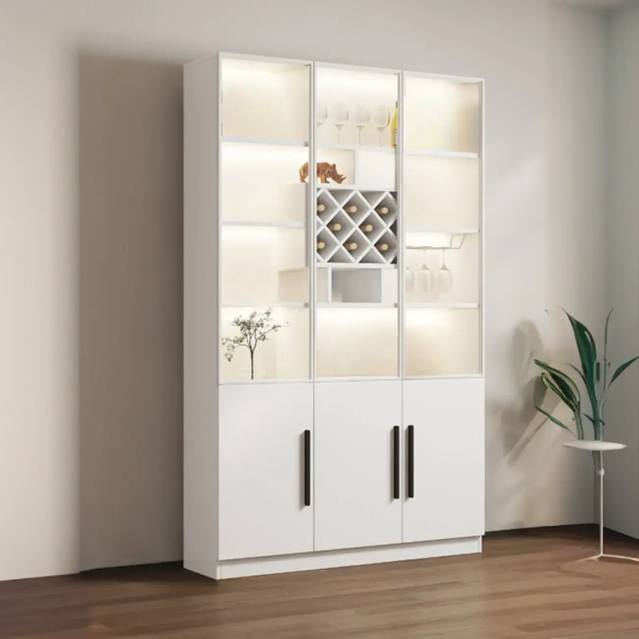 79 Mobile contenitore moderno in legno illuminato per esposizione in interni