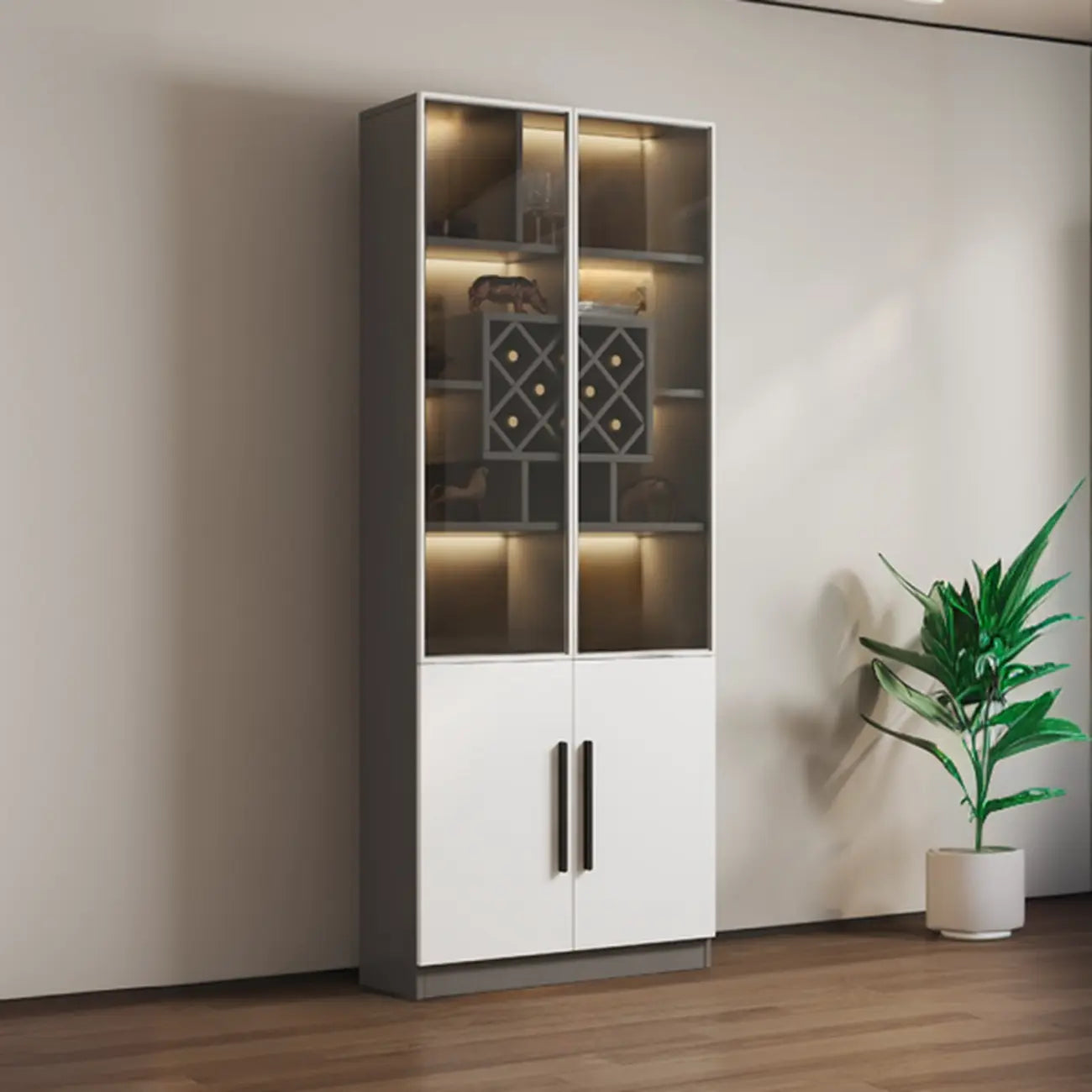 79 Mobile contenitore moderno in legno illuminato per esposizione in interni