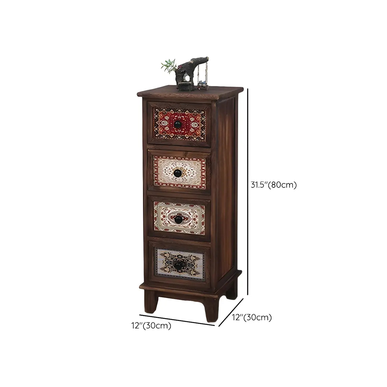Armoire à tiroirs rectangulaire industrielle en bois brun