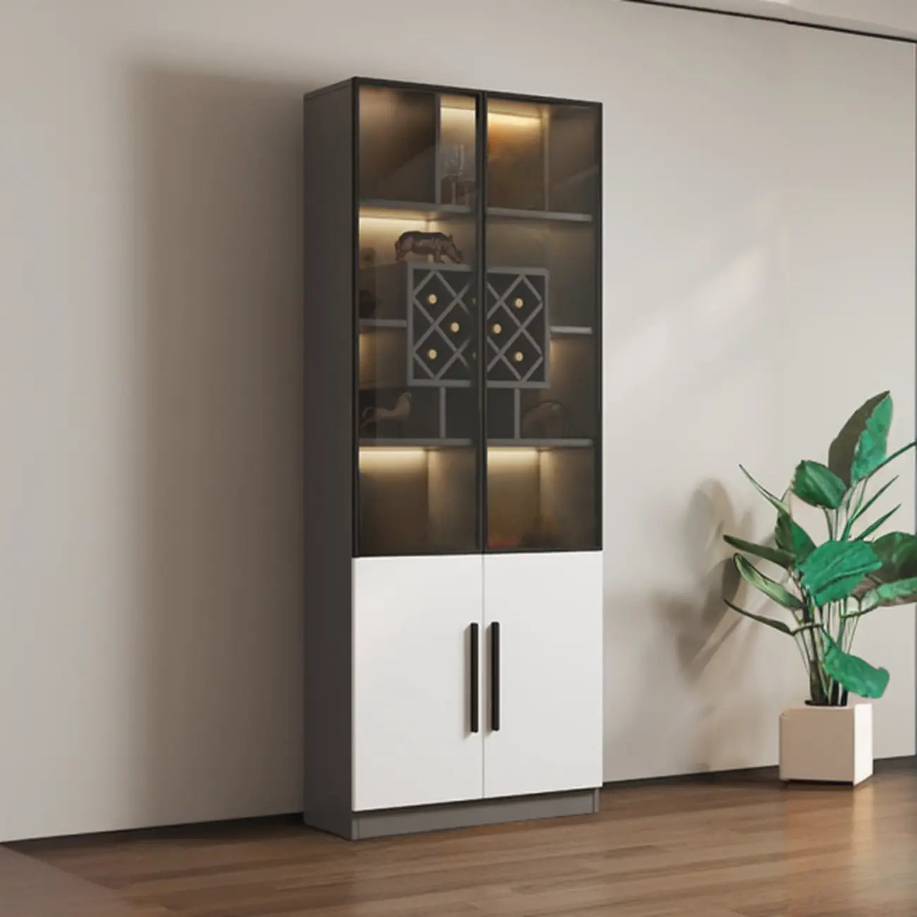 79 Mobile contenitore moderno in legno illuminato per esposizione in interni