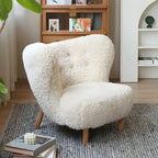 Fauteuil d'appoint en flanelle blanc cassé, style moderne du milieu du siècle