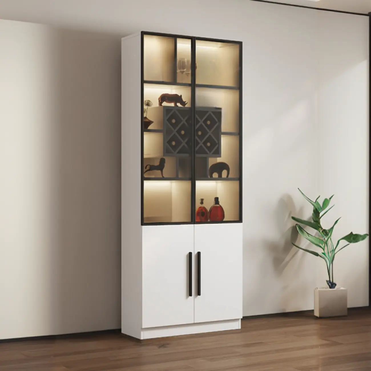 79 Mobile contenitore moderno in legno illuminato per esposizione in interni