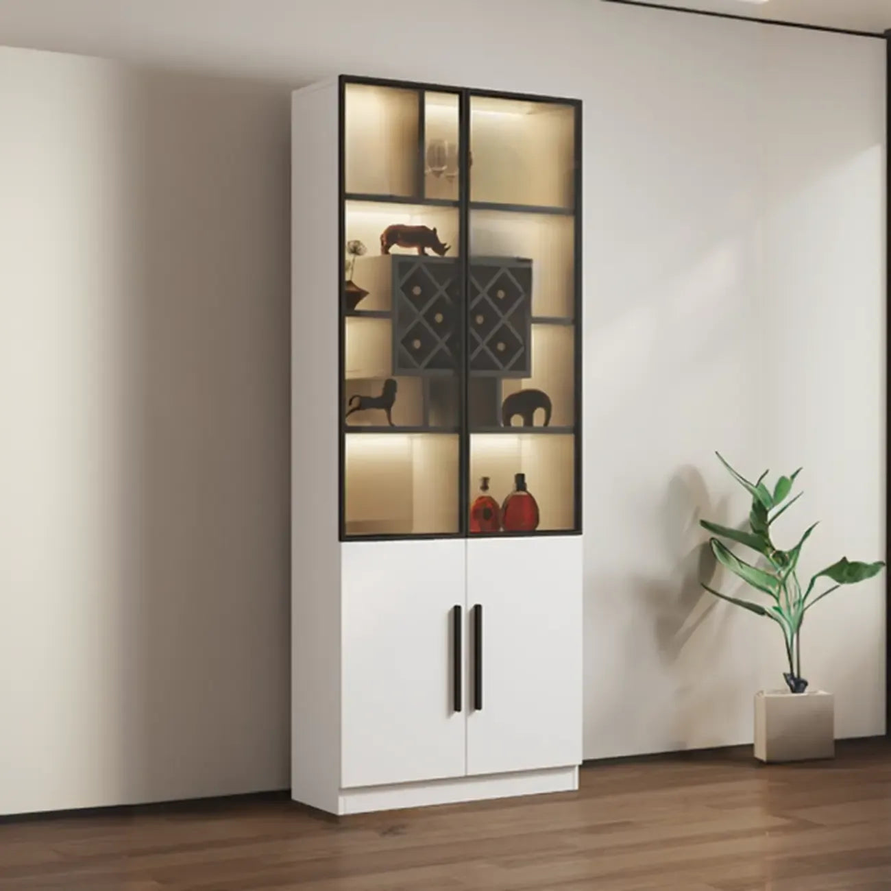 79 Mobile contenitore moderno in legno illuminato per esposizione in interni