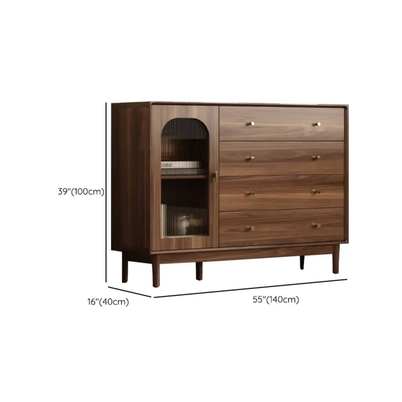 Meuble de rangement moderne du milieu du siècle pour salon, porte vitrée