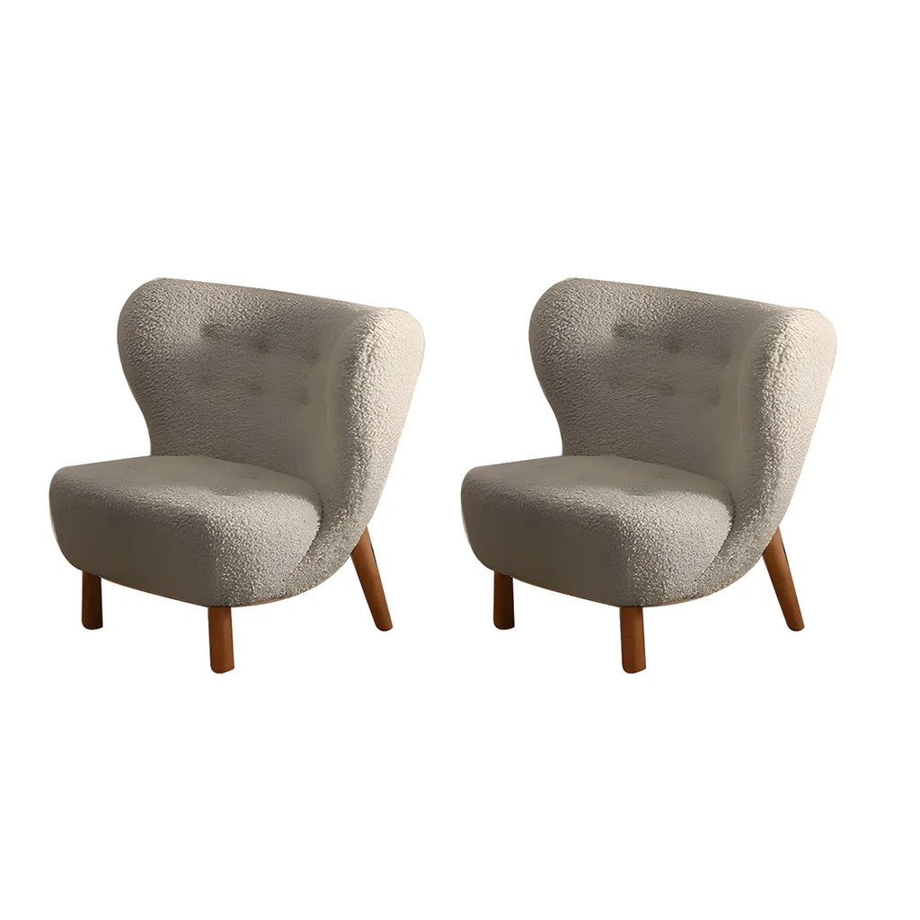 Fauteuil d'appoint en flanelle blanc cassé, style moderne du milieu du siècle