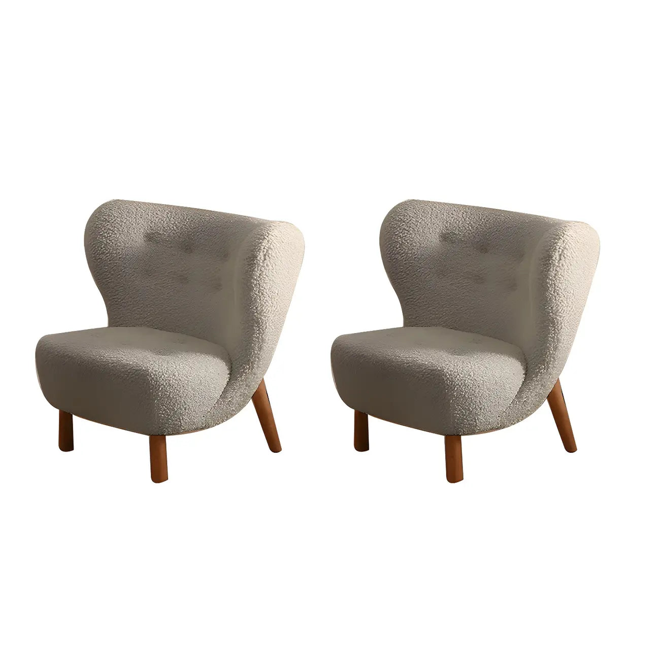 Fauteuil d'appoint en flanelle blanc cassé, style moderne du milieu du siècle