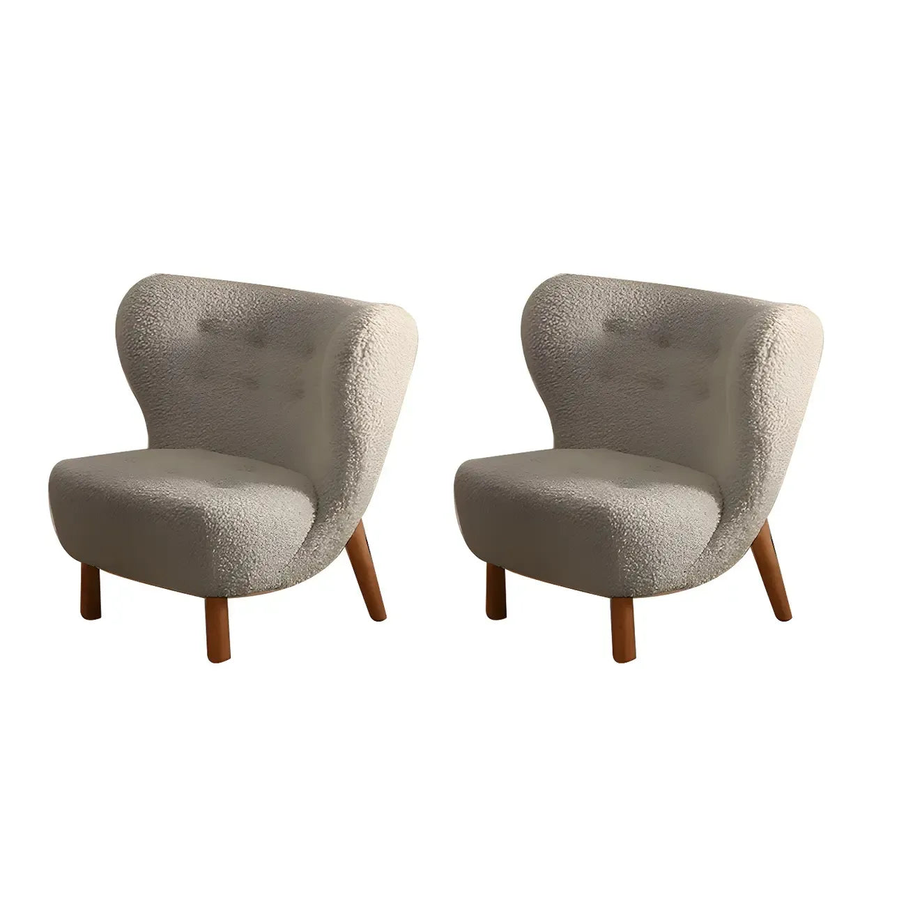 Fauteuil d'appoint en flanelle blanc cassé, style moderne du milieu du siècle