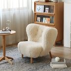 Fauteuil d'appoint en flanelle blanc cassé, style moderne du milieu du siècle