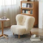 Fauteuil d'appoint en flanelle blanc cassé, style moderne du milieu du siècle