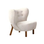 Fauteuil d'appoint en flanelle blanc cassé, style moderne du milieu du siècle