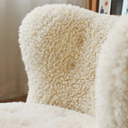 Fauteuil d'appoint en flanelle blanc cassé, style moderne du milieu du siècle