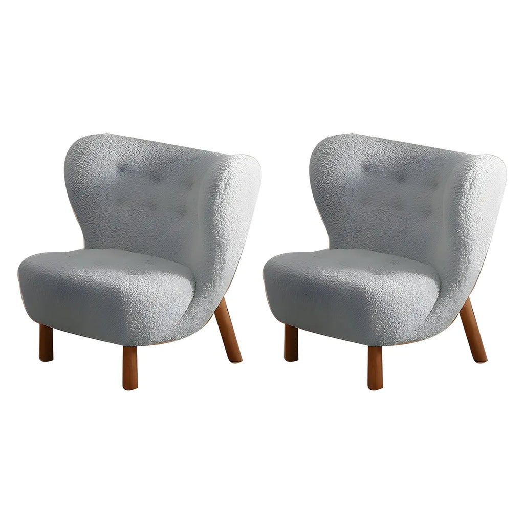 Fauteuil d'appoint en flanelle blanc cassé, style moderne du milieu du siècle
