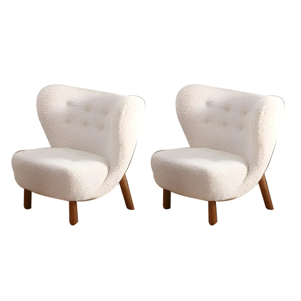 Fauteuil d'appoint en flanelle blanc cassé, style moderne du milieu du siècle