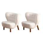 Fauteuil d'appoint en flanelle blanc cassé, style moderne du milieu du siècle