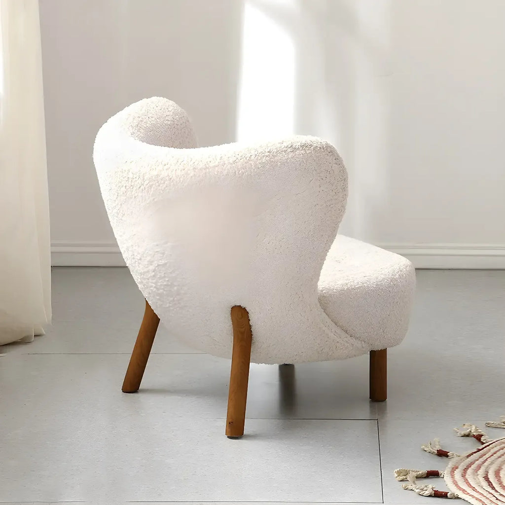 Fauteuil d'appoint en flanelle blanc cassé, style moderne du milieu du siècle