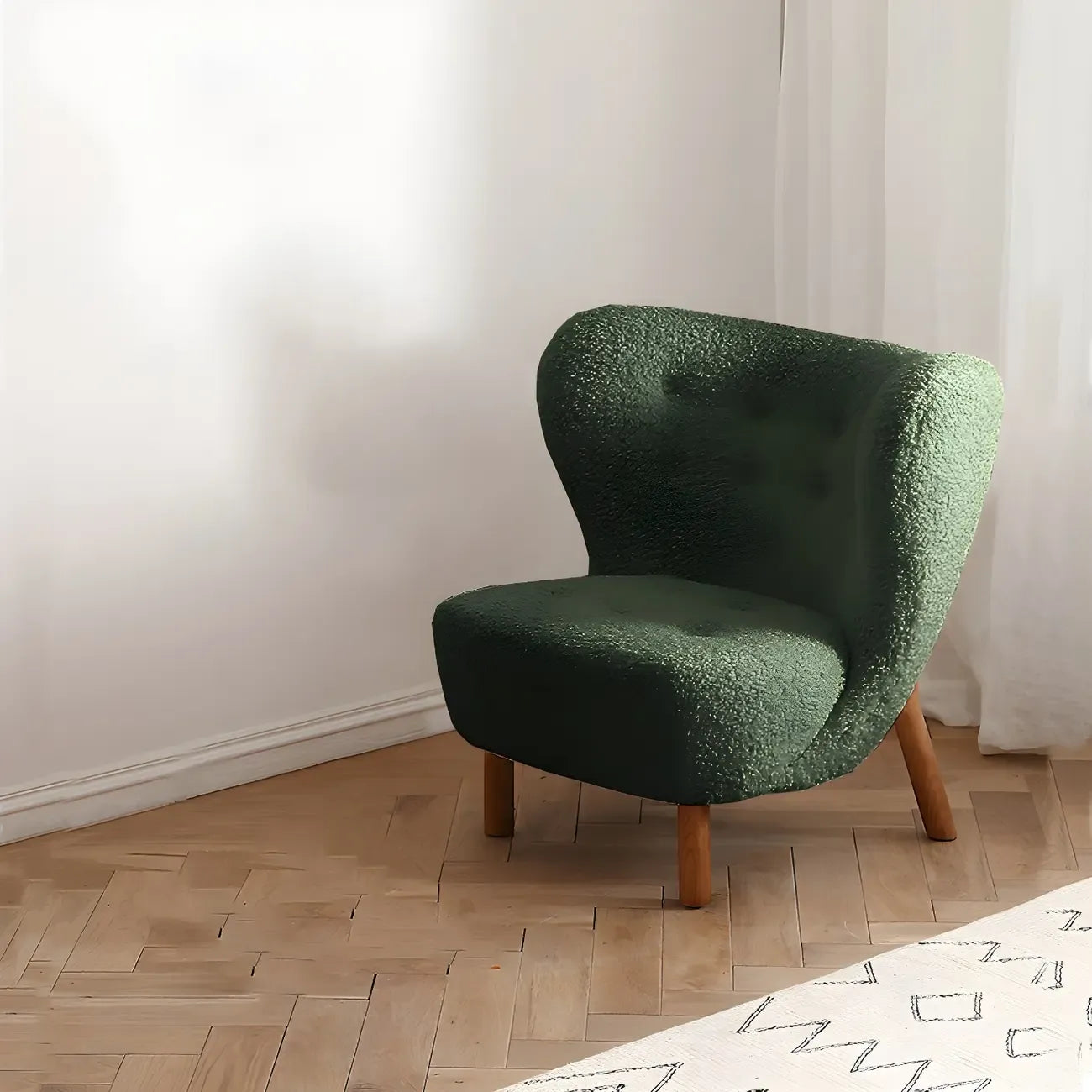 Fauteuil d'appoint en flanelle blanc cassé, style moderne du milieu du siècle