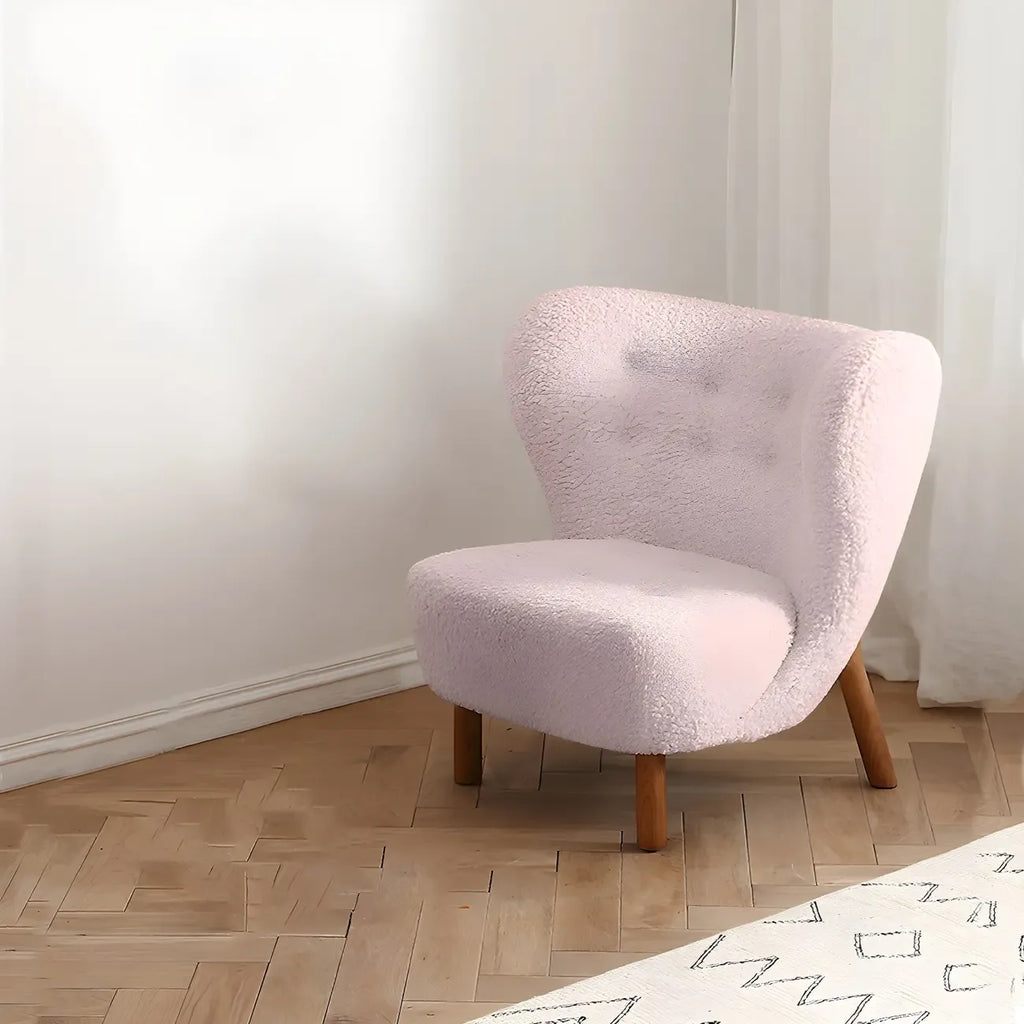Fauteuil d'appoint en flanelle blanc cassé, style moderne du milieu du siècle