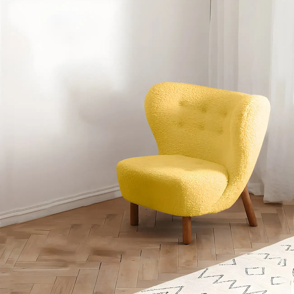 Fauteuil d'appoint en flanelle blanc cassé, style moderne du milieu du siècle