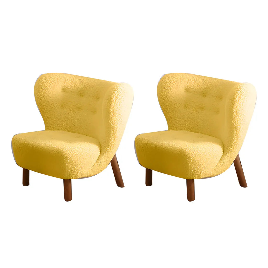 Fauteuil d'appoint en flanelle blanc cassé, style moderne du milieu du siècle