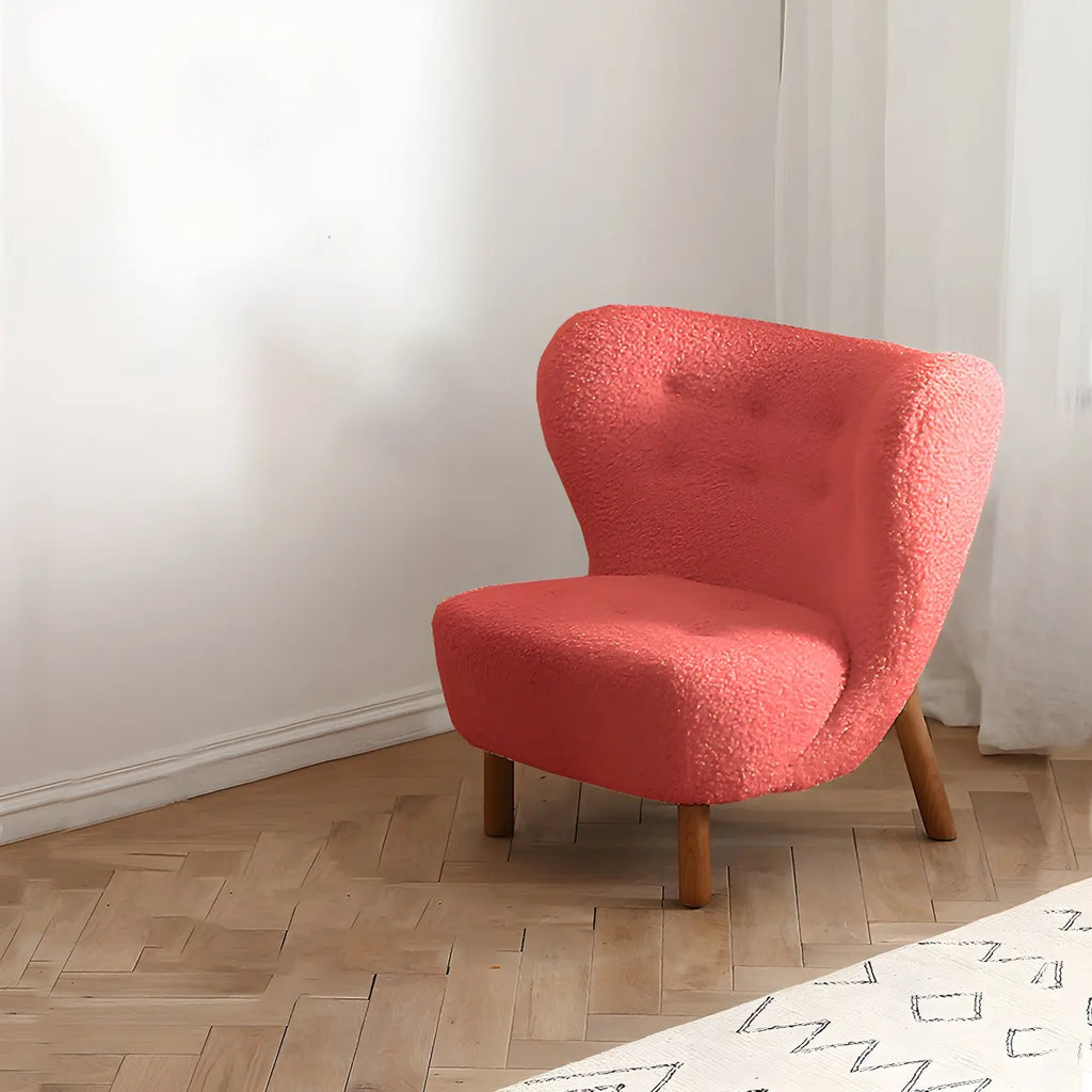 Fauteuil d'appoint en flanelle blanc cassé, style moderne du milieu du siècle