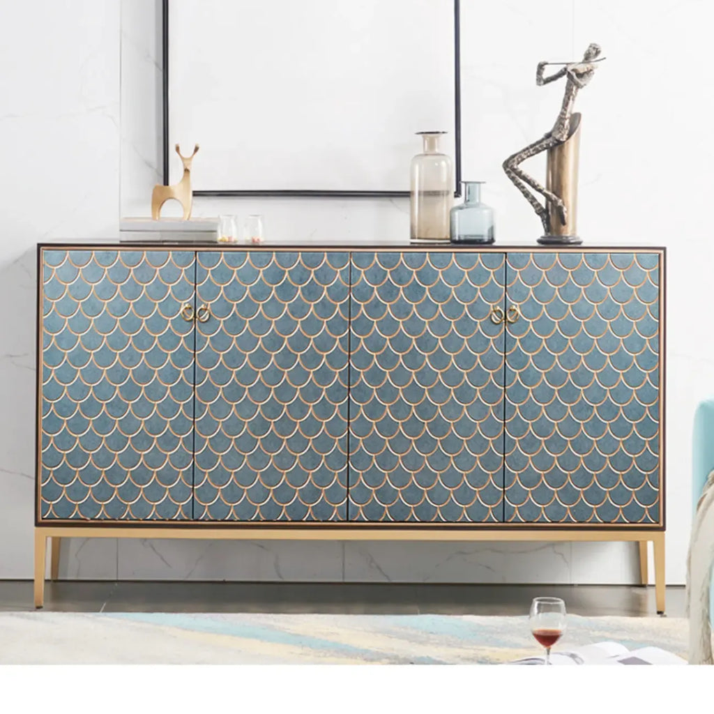 Armoire de rangement rectangulaire glamour pour la maison avec motifs d'écailles