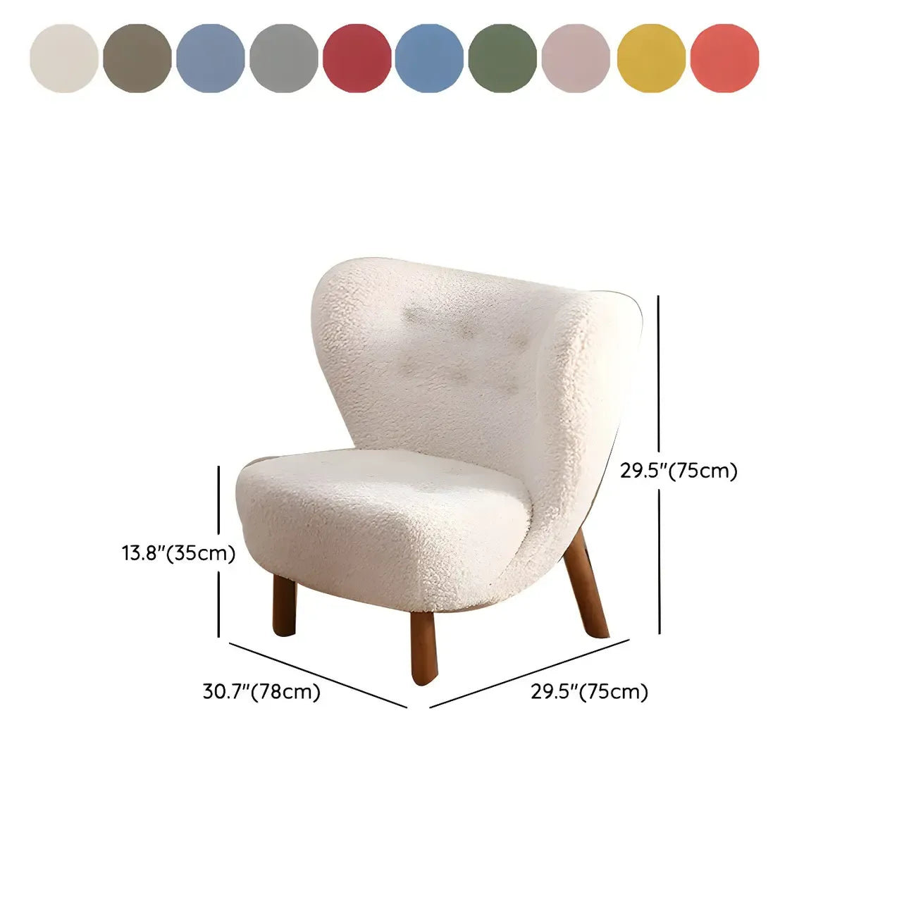 Fauteuil d'appoint en flanelle blanc cassé, style moderne du milieu du siècle