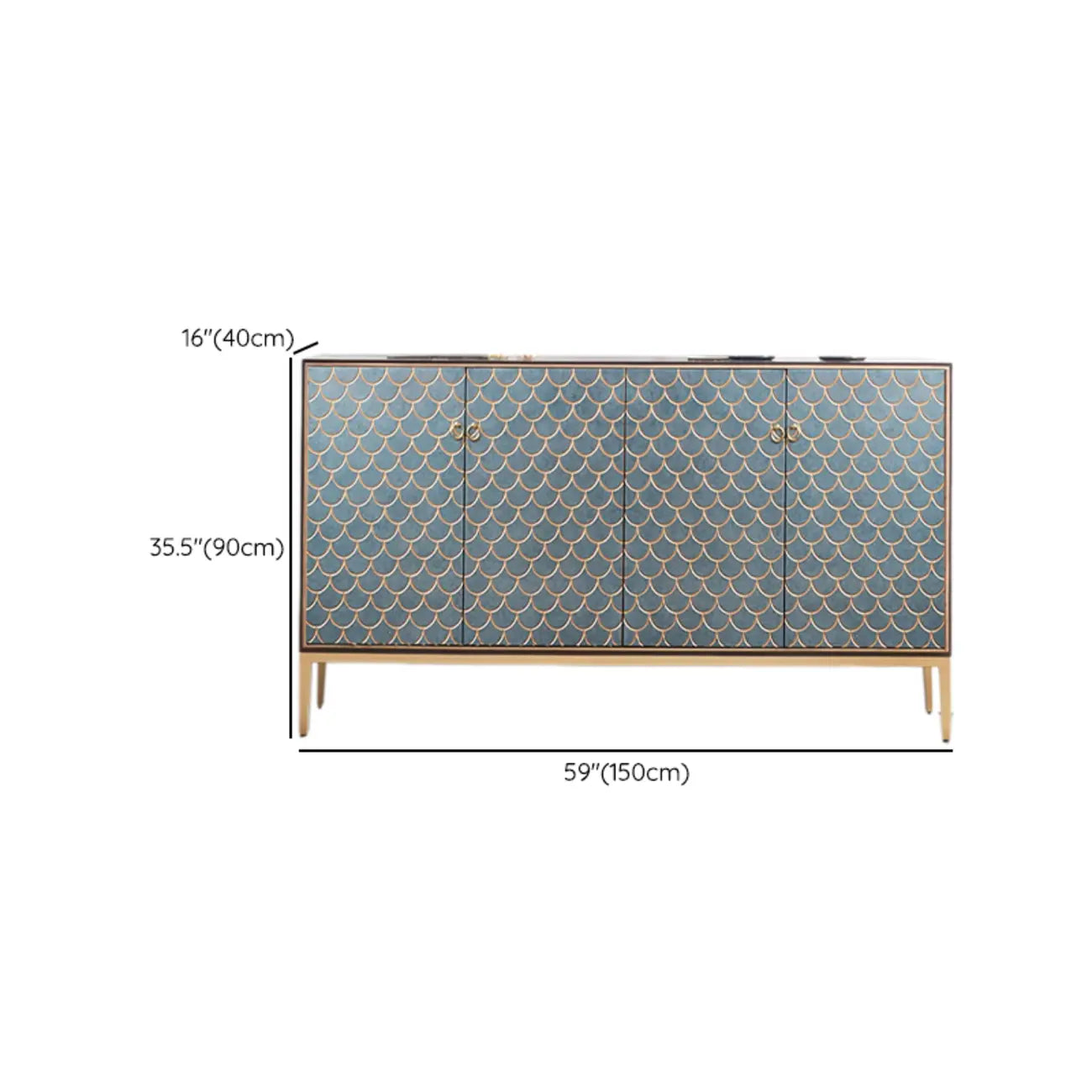 Armoire de rangement rectangulaire glamour pour la maison avec motifs d'écailles
