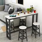 Table de bar étroite et élégante blanche avec repose-pieds en métal pour une décoration intérieure moderne