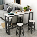 Table de bar étroite et élégante blanche avec repose-pieds en métal pour une décoration intérieure moderne