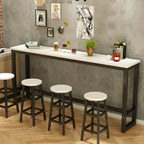 Table de bar étroite et élégante blanche avec repose-pieds en métal pour une décoration intérieure moderne