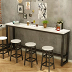 Table de bar étroite et élégante blanche avec repose-pieds en métal pour une décoration intérieure moderne