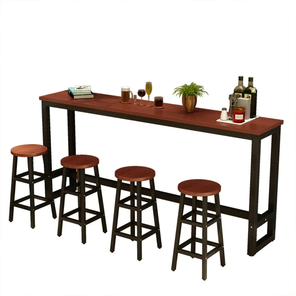 Table de bar étroite et élégante blanche avec repose-pieds en métal pour une décoration intérieure moderne