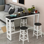 Table de bar étroite et élégante blanche avec repose-pieds en métal pour une décoration intérieure moderne