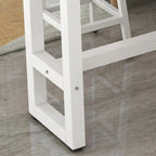 Table de bar étroite et élégante blanche avec repose-pieds en métal pour une décoration intérieure moderne
