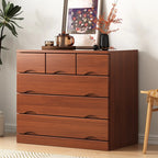 Commode industrielle en bois massif à 5 tiroirs pour chambre à coucher