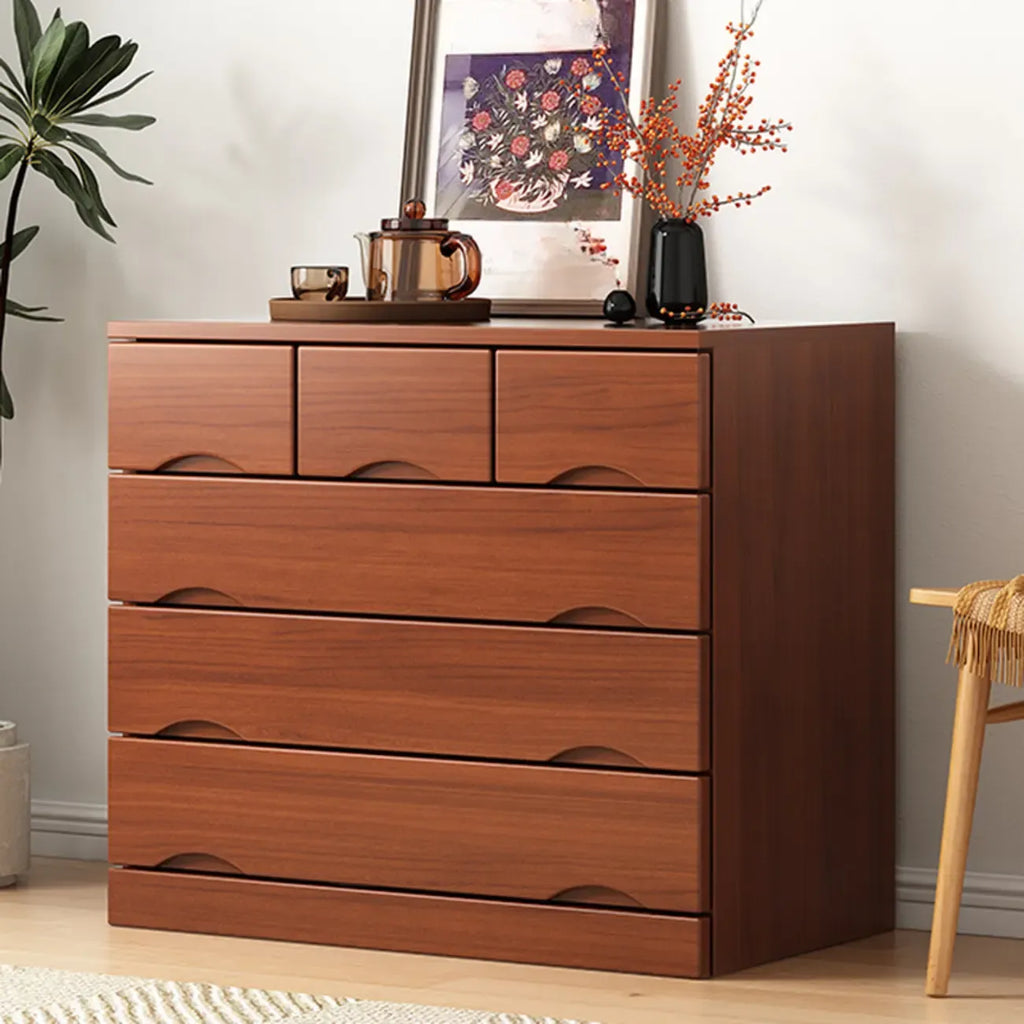 Commode industrielle en bois massif à 5 tiroirs pour chambre à coucher