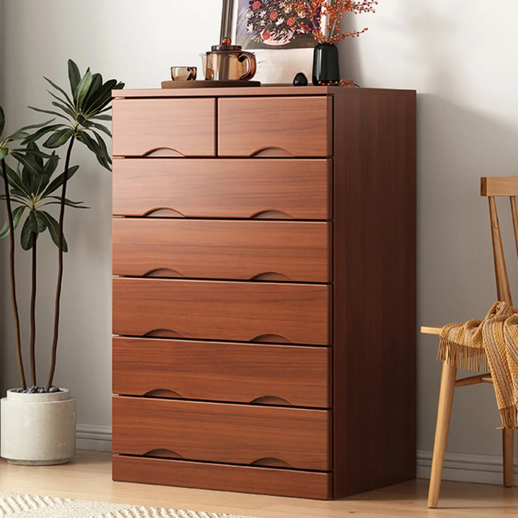 Commode industrielle en bois massif à 5 tiroirs pour chambre à coucher