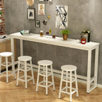 Table de bar étroite et élégante blanche avec repose-pieds en métal pour une décoration intérieure moderne