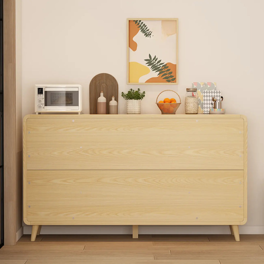 Meuble moderne à finition naturelle avec étagère extérieure et tiroirs