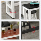 Table de bar étroite et élégante blanche avec repose-pieds en métal pour une décoration intérieure moderne