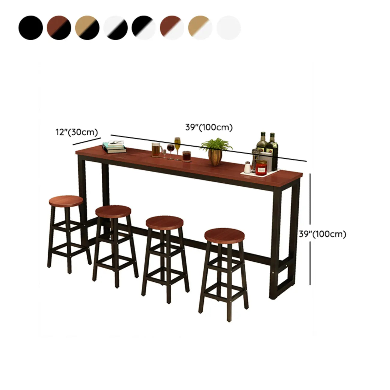 Table de bar étroite et élégante blanche avec repose-pieds en métal pour une décoration intérieure moderne