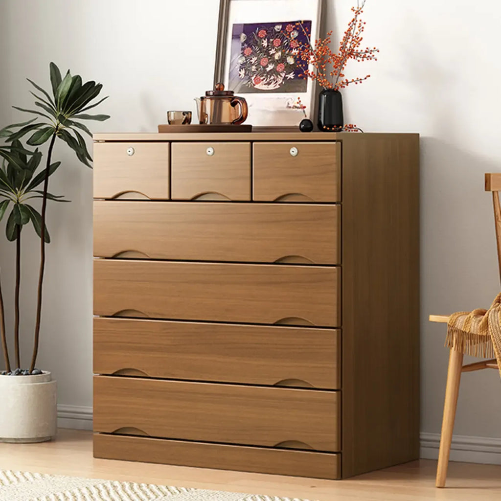 Commode industrielle en bois massif à 5 tiroirs pour chambre à coucher